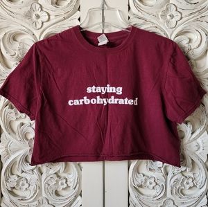 Burgundy short sleeve crop athletic tee